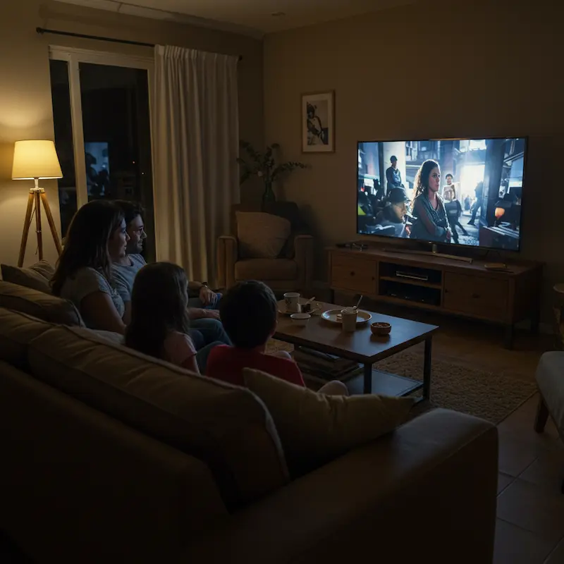 Família feliz assistindo ao melhor IPTV em 4K da Uni Prime IPTV
